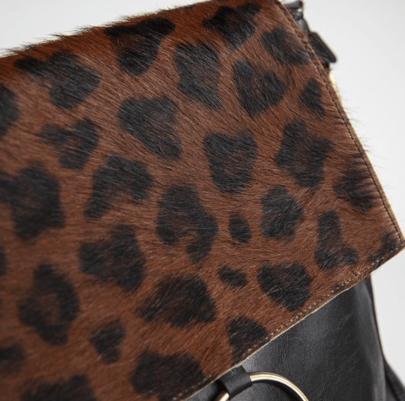 Fur Leather Ring Satchel Cowhide Bag