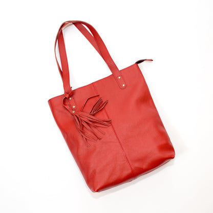 Lipstick Red Leather Tote