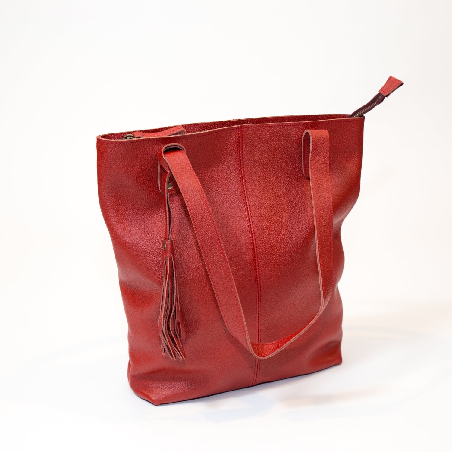 Lipstick Red Leather Tote