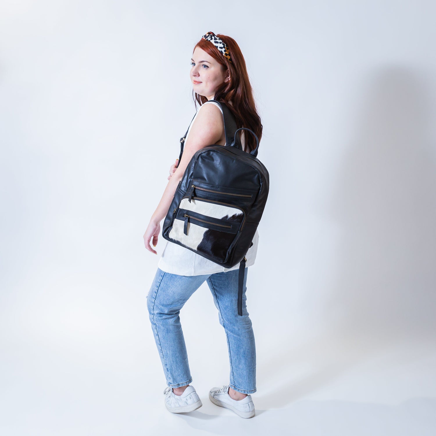 black leather backpack nz Black Cowhide Leather Backpack NZ