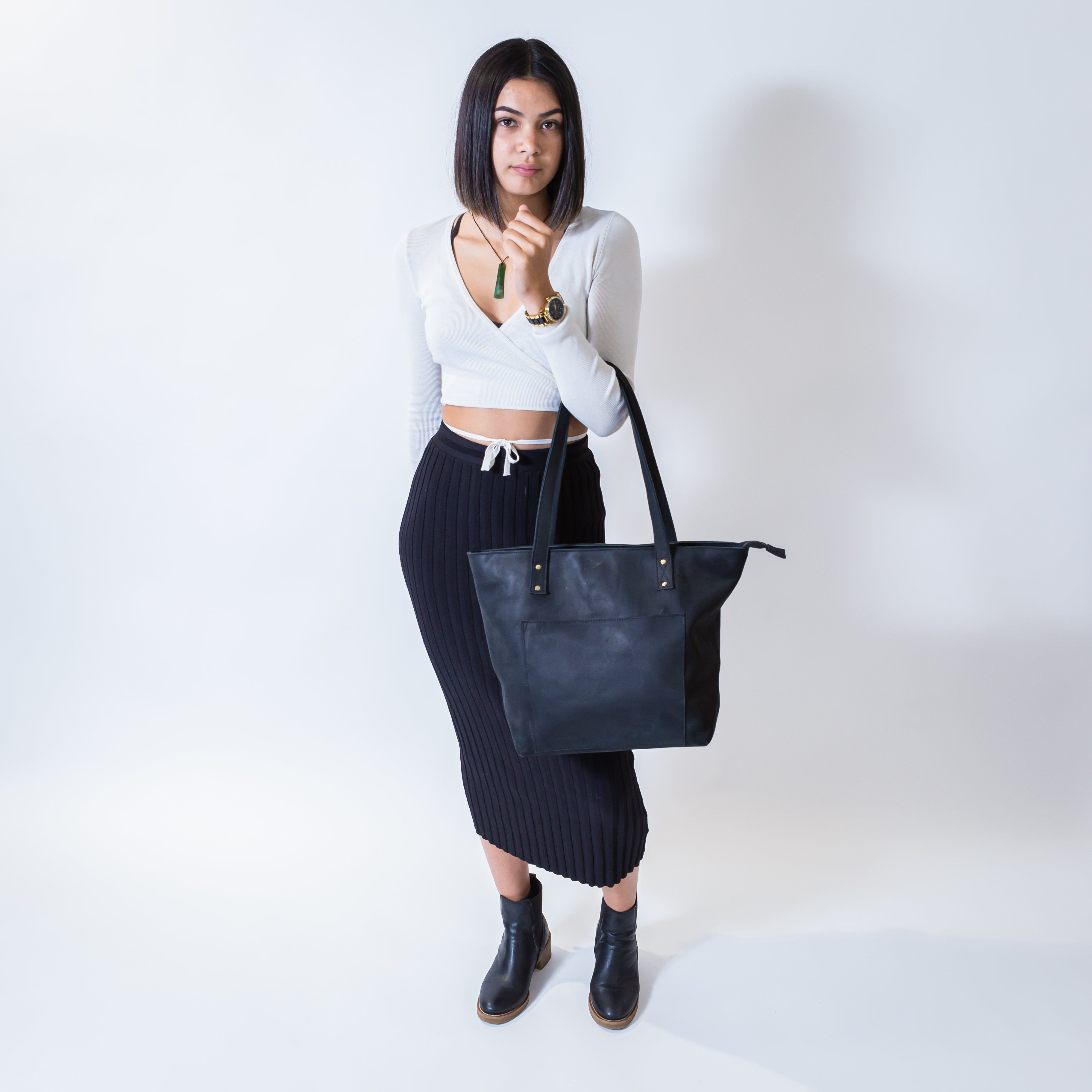 Coal Leather Tote